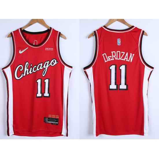 Men Chicago Bulls 11 DeMar DeRozan 75th Anniversary Red Edition Swingman Stitched Basketball Jersey